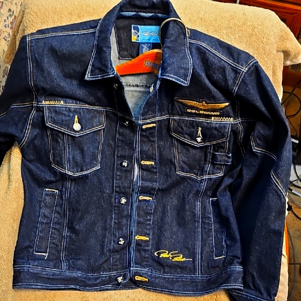 Raw Blue Denim Jacket Goldwing Emblem Like New M